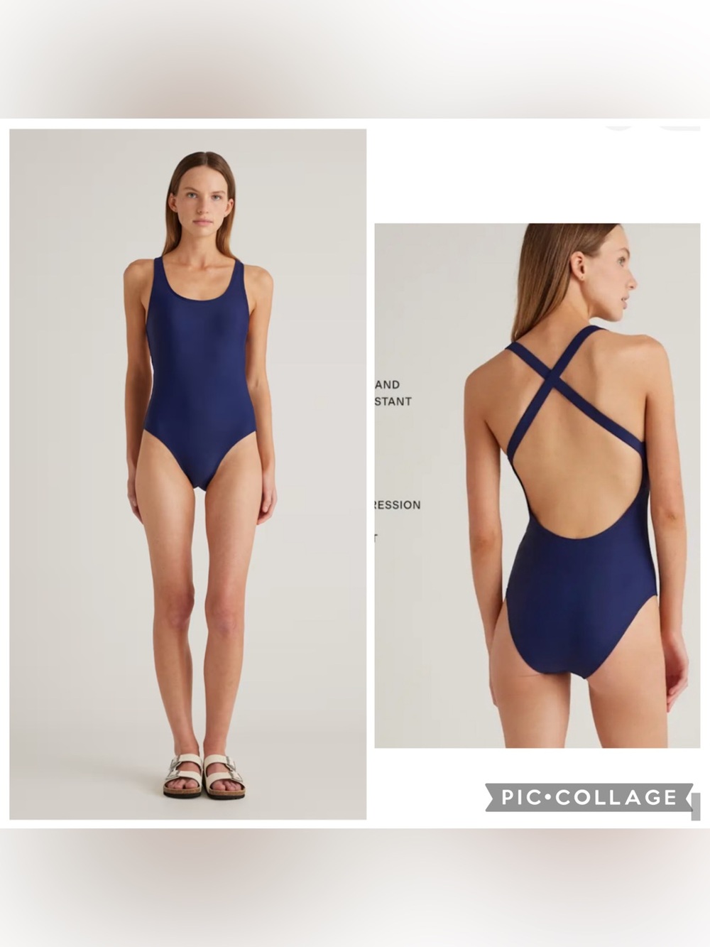 Quince Navy Cross-Back One-Piece Swimsuit size L